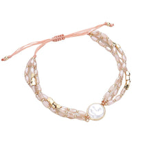 Load image into Gallery viewer, Pink Pearl Pointed Faceted Beaded Pull Tie Cinch Bracelet
