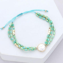 Load image into Gallery viewer, Turquoise Pearl Pointed Faceted Beaded Pull Tie Cinch Bracelet
