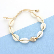 Load image into Gallery viewer, White Puka Shell Beaded Cinch Pull Tie Bracelet
