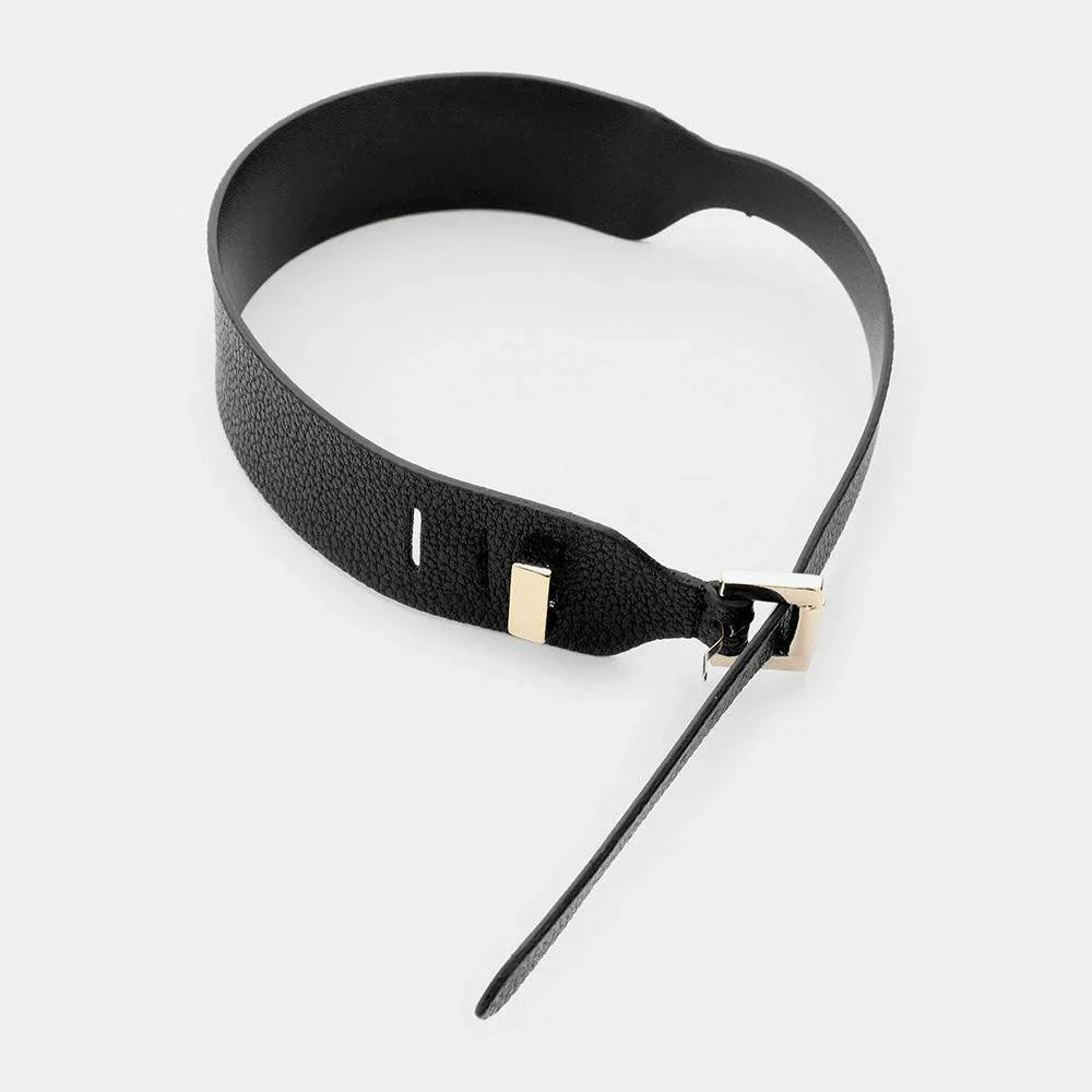 Gold Faux Leather Belt Buckle Wrap Bracelet - Jewelry Store by Erik Rayo
