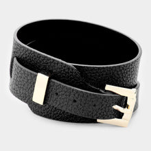 Load image into Gallery viewer, Gold Faux Leather Belt Buckle Wrap Bracelet
