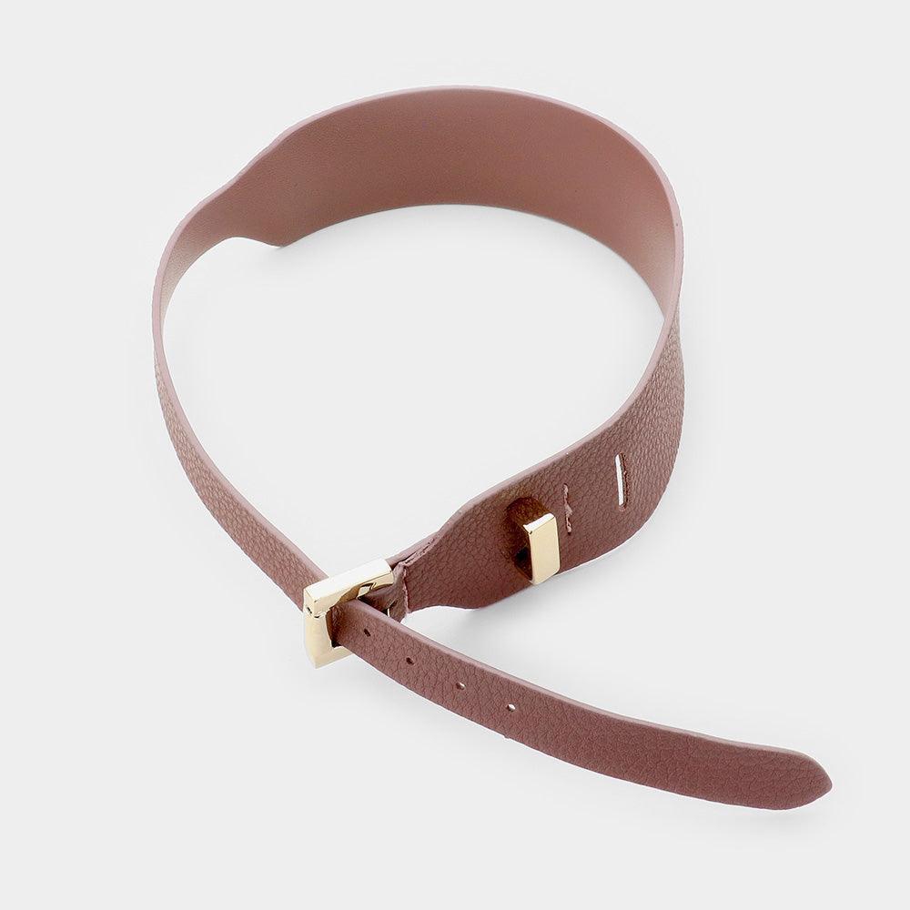Pink Faux Leather Belt Buckle Wrap Bracelet - Jewelry Store by Erik Rayo
