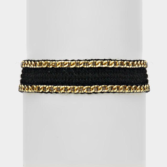 Gold Metal chain knit bracelet