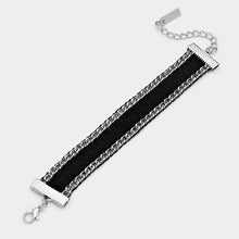 Load image into Gallery viewer, Black Metal chain knit bracelet
