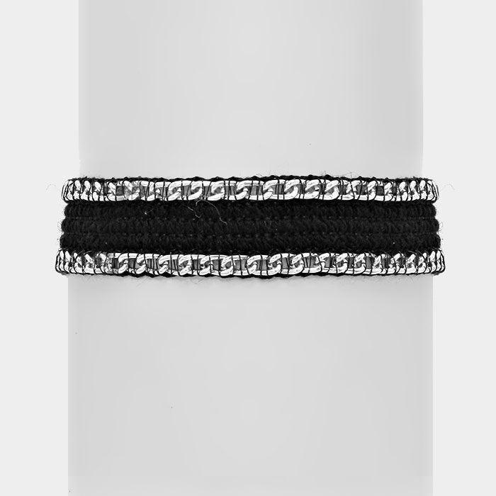Black Metal chain knit bracelet - Jewelry Store by Erik Rayo