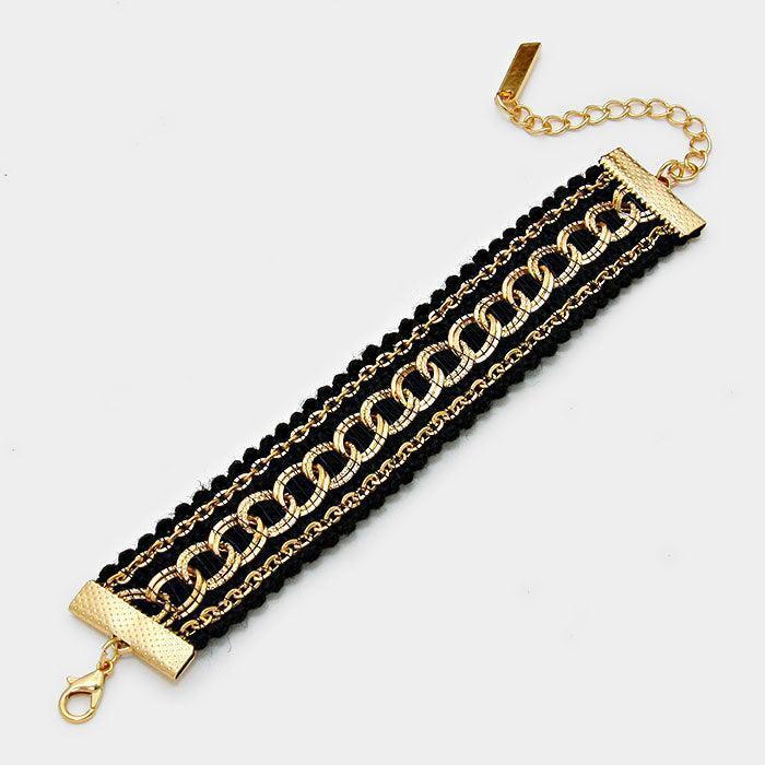 Gold Metal chain knit bracelet - Jewelry Store by Erik Rayo