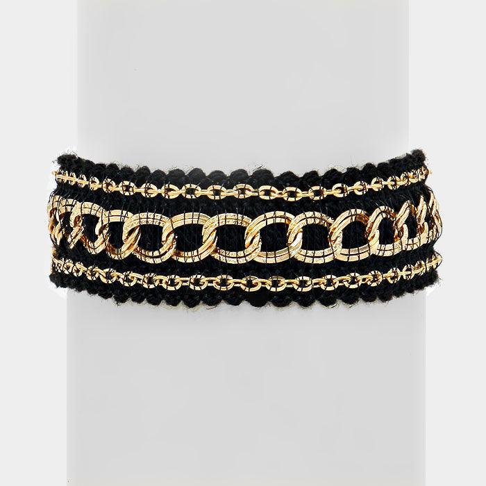 Gold Metal chain knit bracelet - Jewelry Store by Erik Rayo