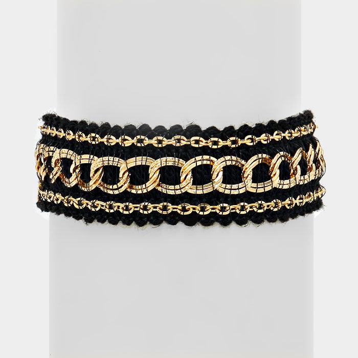 Gold Metal chain knit bracelet