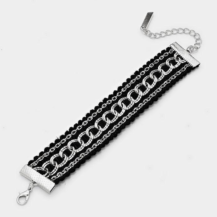 Black Metal chain knit bracelet - Jewelry Store by Erik Rayo
