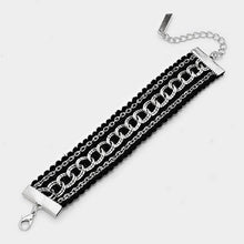 Load image into Gallery viewer, Black Metal chain knit bracelet
