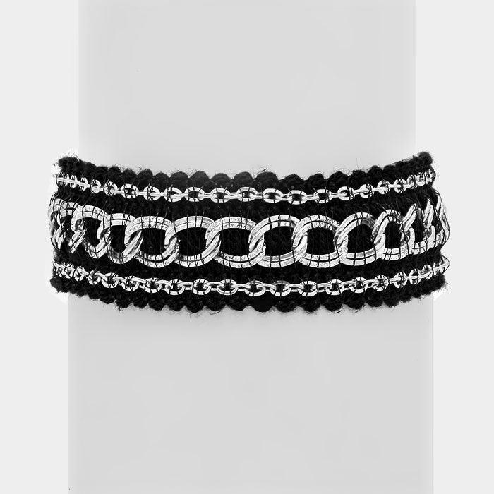 Black Metal chain knit bracelet - Jewelry Store by Erik Rayo