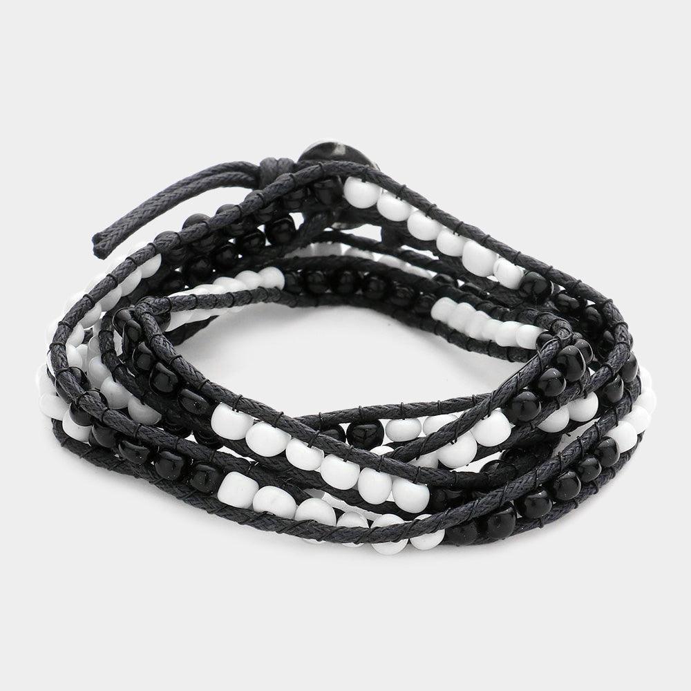 White Boho Bead Long Wrap Bracelet - Jewelry Store by Erik Rayo