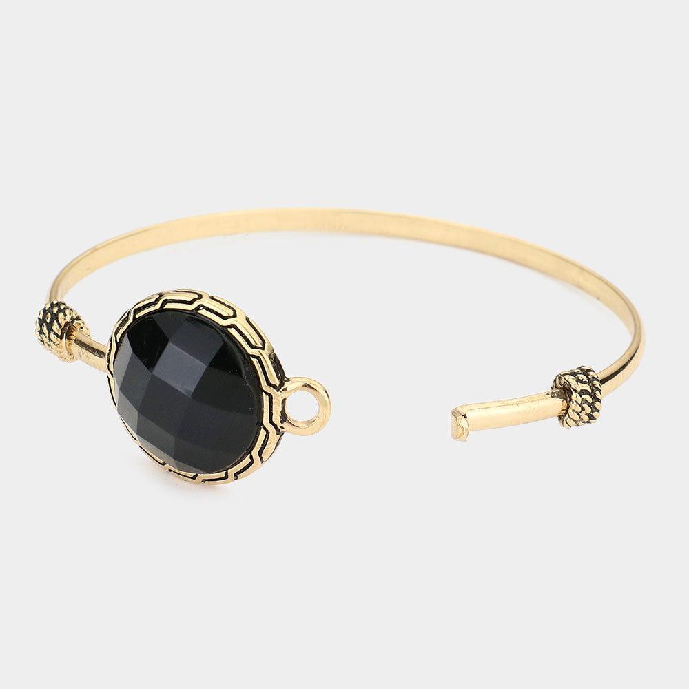Black Resin Dome Bangle Bracelet - Jewelry Store by Erik Rayo