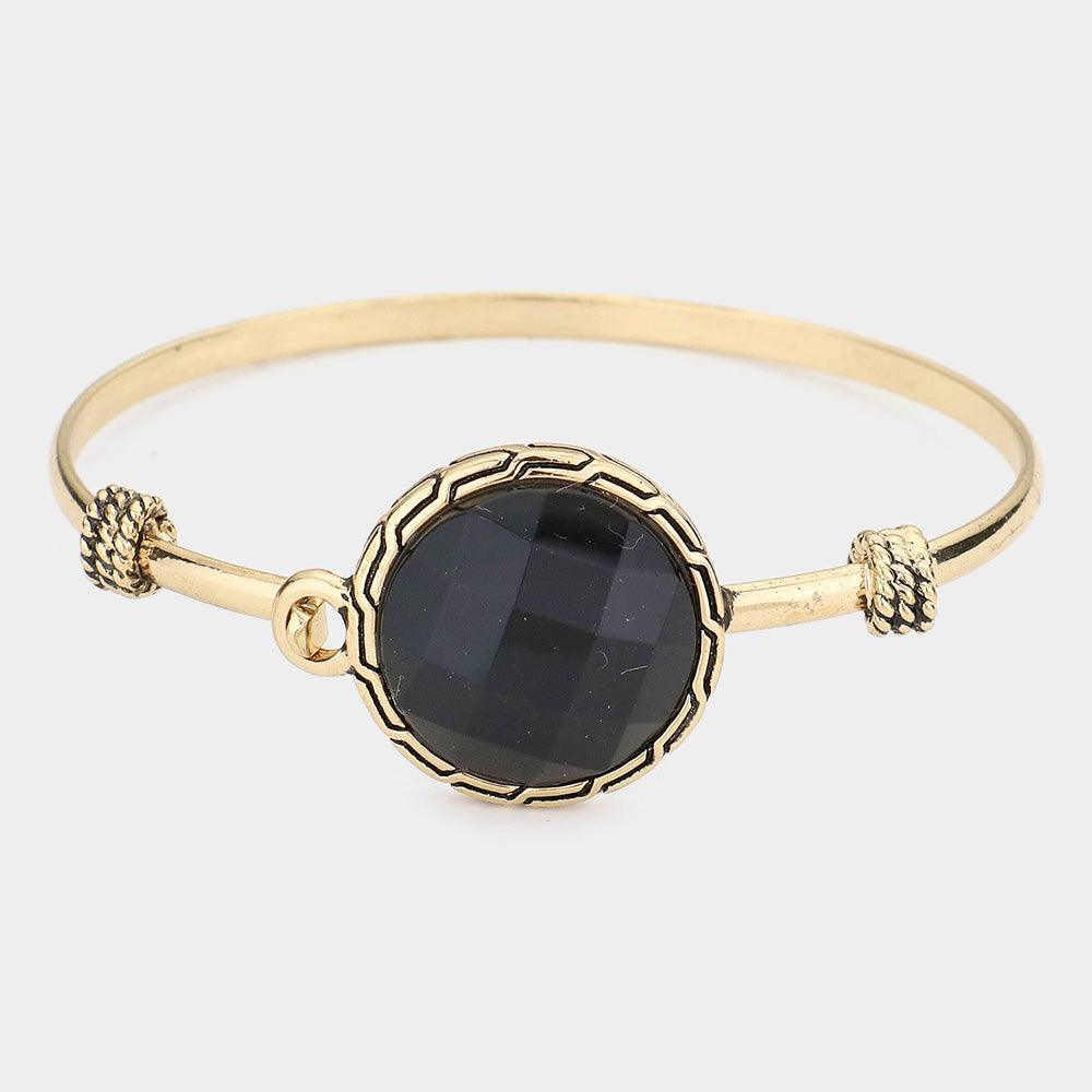Black Resin Dome Bangle Bracelet - Jewelry Store by Erik Rayo