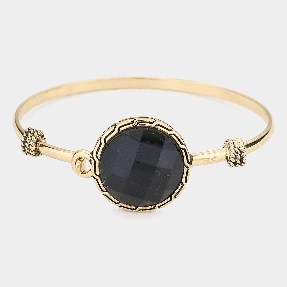 Black Resin Dome Bangle Bracelet