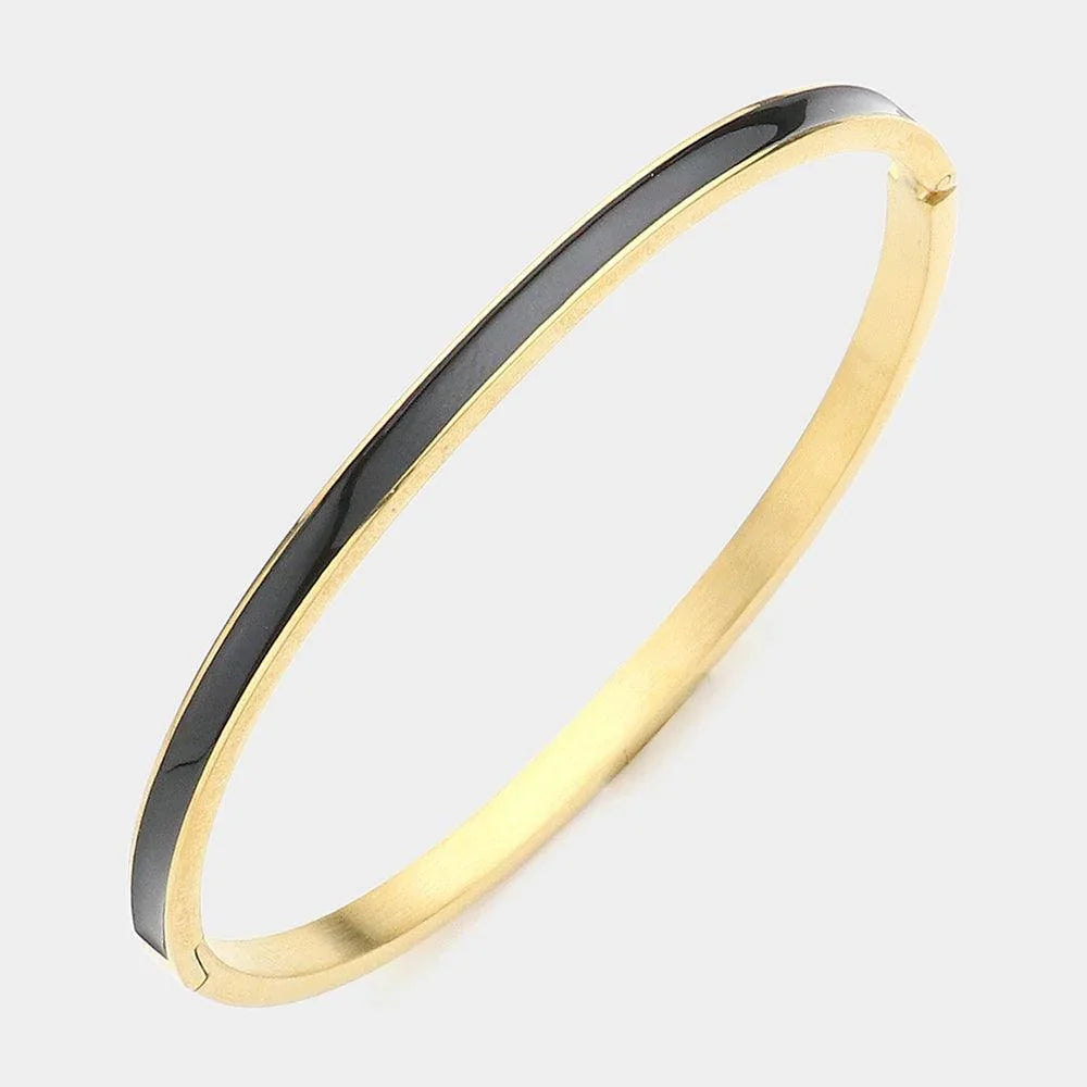 Black Stainless Steel Enamel Pointed Bracelet - Jewelry Store by Erik Rayo