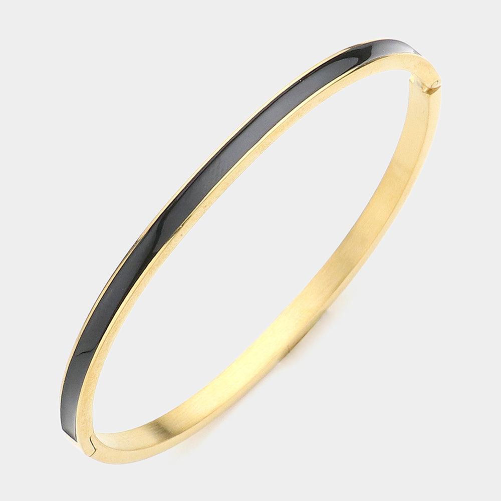 Black Stainless Steel Enamel Pointed Bracelet