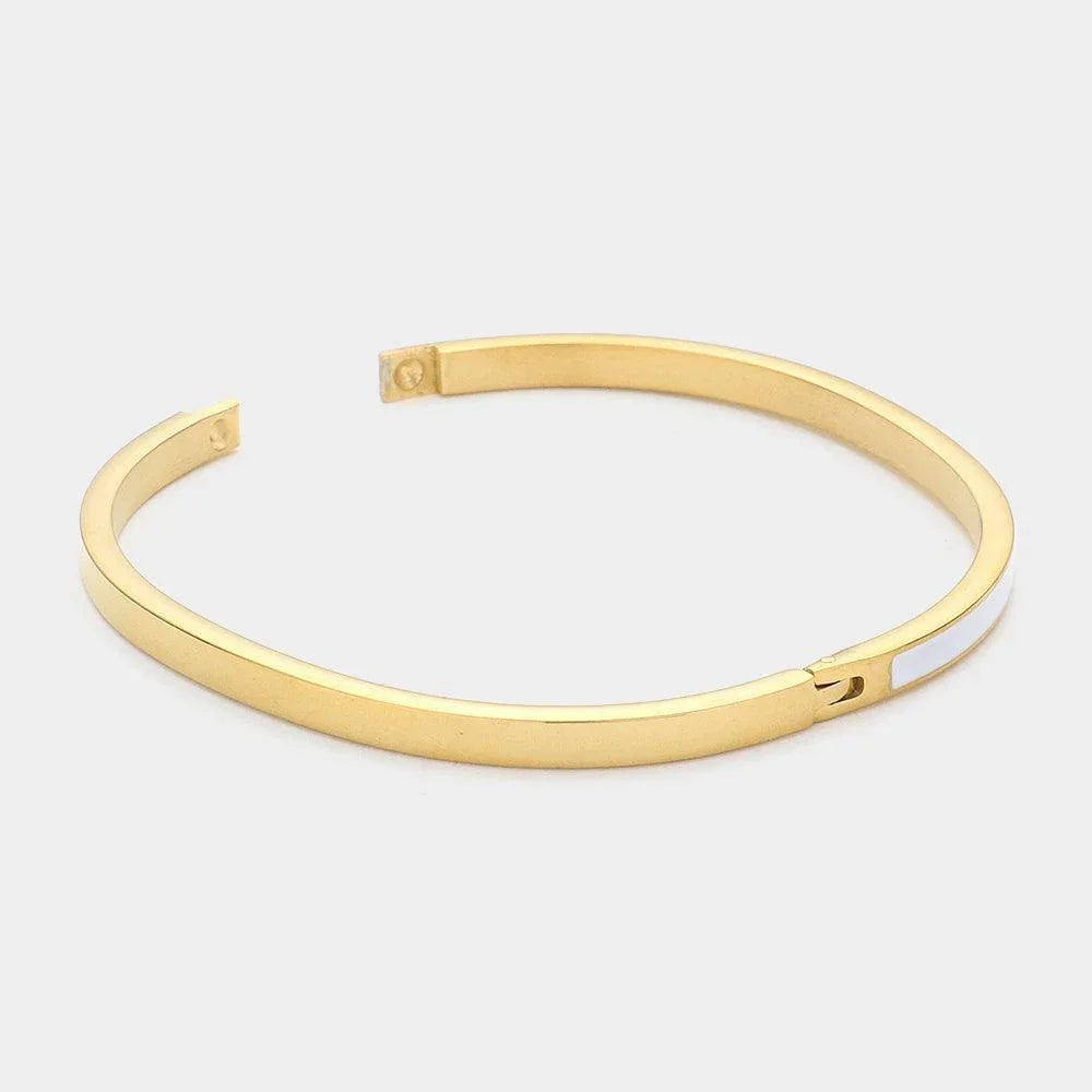 Silver Stainless Steel Enamel Pointed Bracelet - Jewelry Store by Erik Rayo