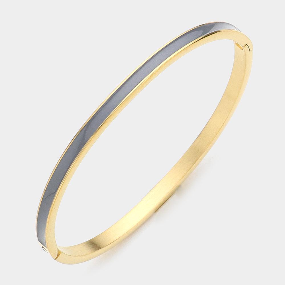Silver Stainless Steel Enamel Pointed Bracelet