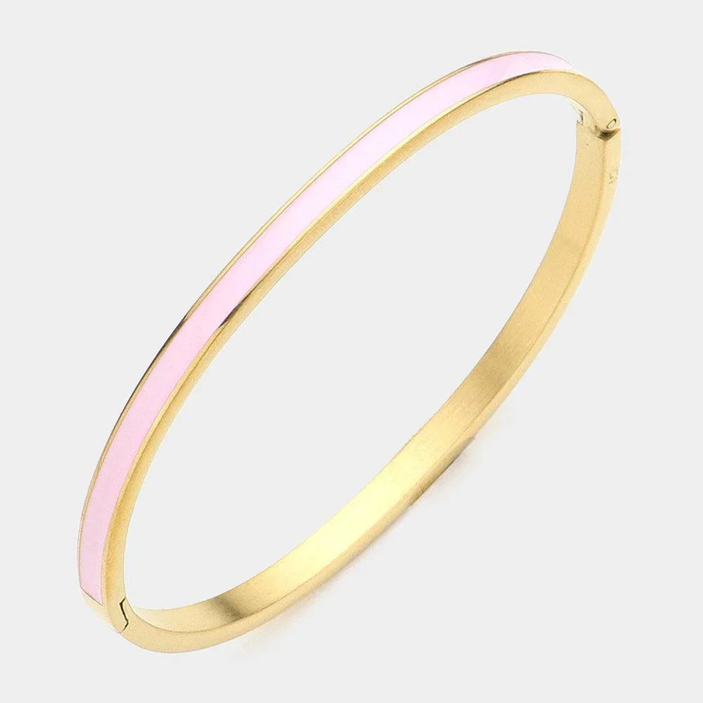 Pink Stainless Steel Enamel Pointed Bracelet - Jewelry Store by Erik Rayo