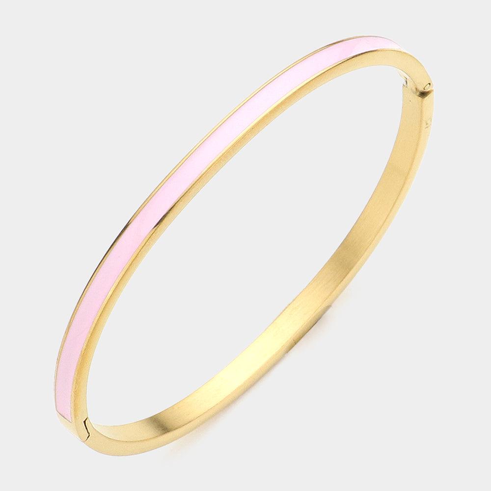 Pink Stainless Steel Enamel Pointed Bracelet