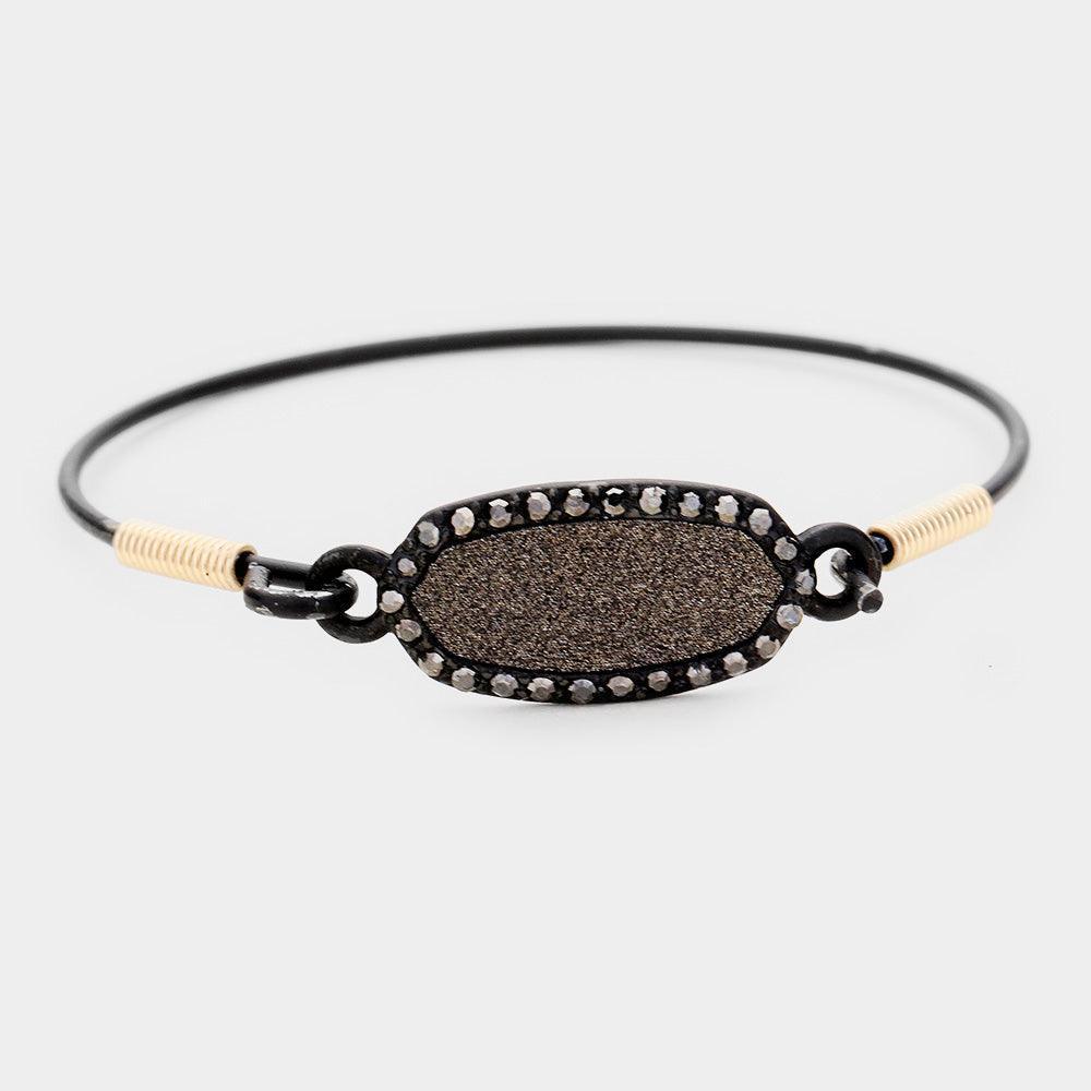 Hematite Glitter Rhinestone Hook Bracelet - Jewelry Store by Erik Rayo