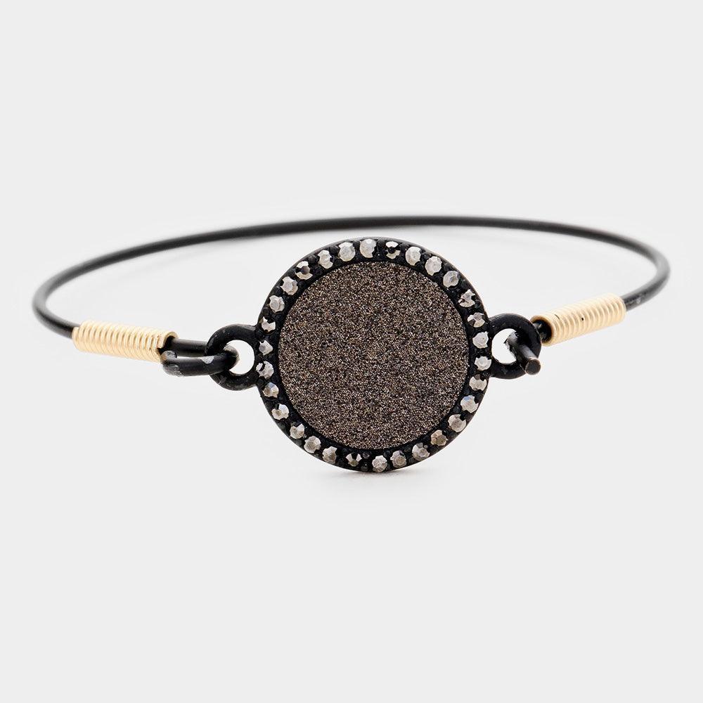 Hematite Glitter Rhinestone Hook Bracelet - Jewelry Store by Erik Rayo