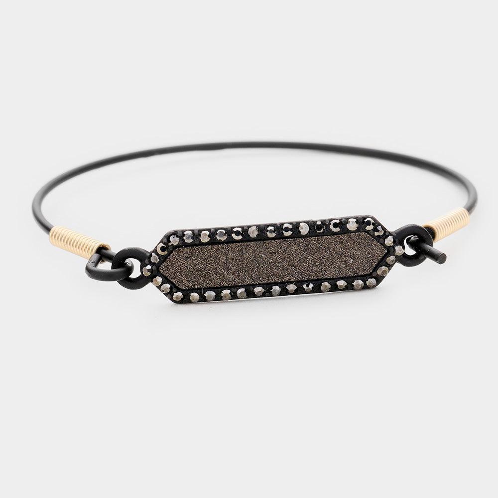 Hematite Glitter Rhinestone Hook Bracelet - Jewelry Store by Erik Rayo