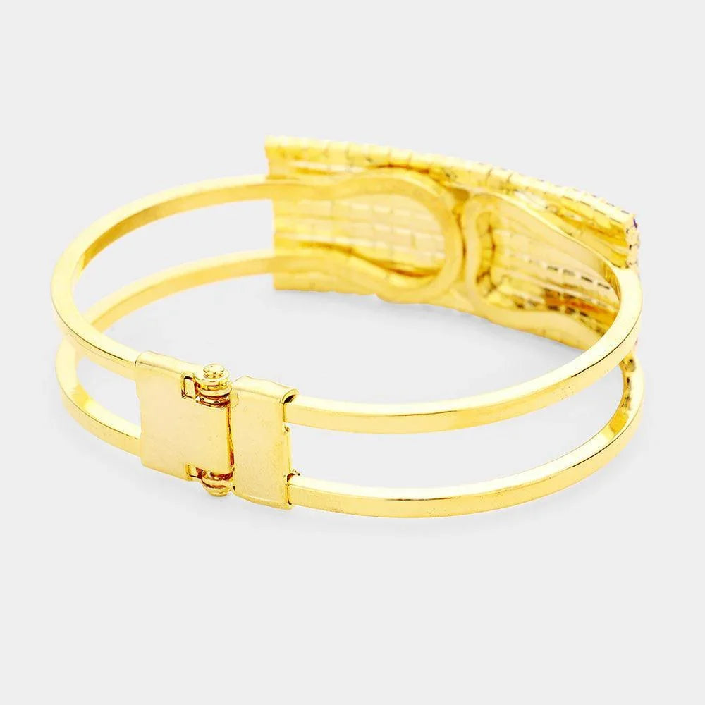 Gold Crystal Pave American Flag Hinged Bracelet - Jewelry Store by Erik Rayo
