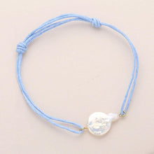 Load image into Gallery viewer, Blue Freshwater Pearl Pointed Waxed Thread Adjustable Bracelet
