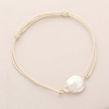 Load image into Gallery viewer, Ivory Freshwater Pearl Pointed Waxed Thread Adjustable Bracelet
