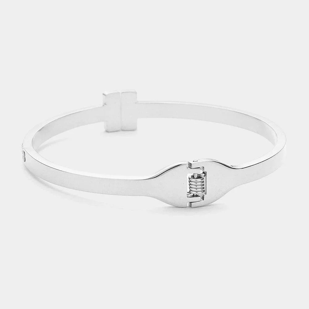Stone Paved T Bangle Hinged Bracelet - Jewelry Store by Erik Rayo