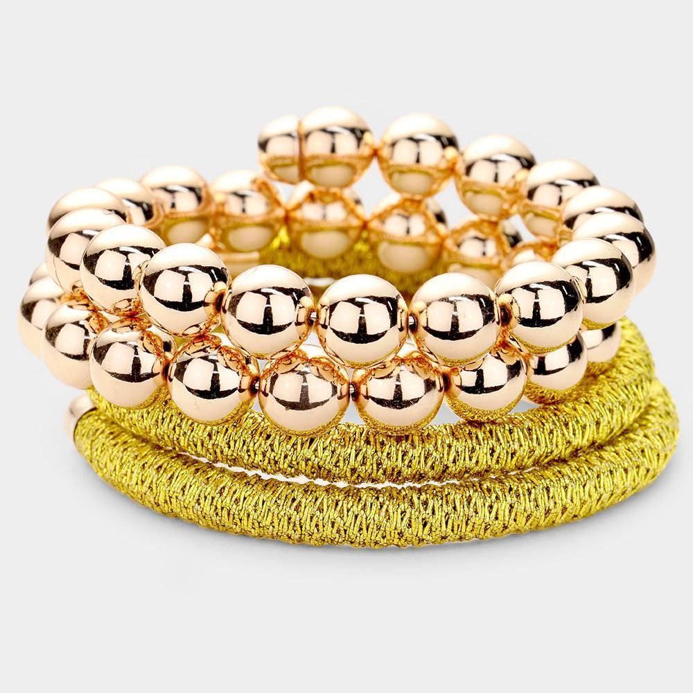 Yellow Metal Ball Glitter Bangle Bracelet - Jewelry Store by Erik Rayo