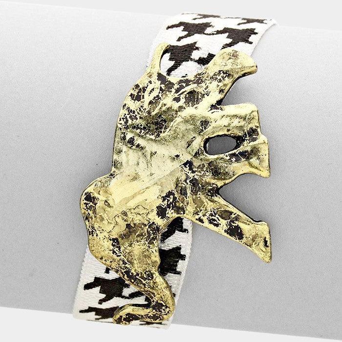 White Hammered metal elephant houndstooth bracelet / ponytail hair band - Jewelry Store by Erik Rayo