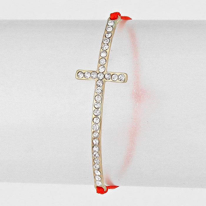 Red Crystal Cross Adjustable Thread Bracelet - Jewelry Store by Erik Rayo