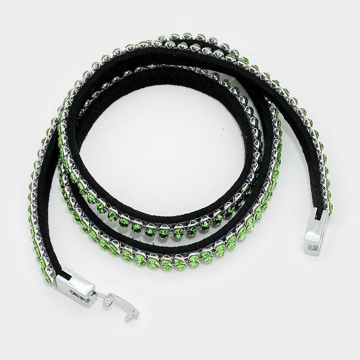 Green 2Row crystal wrap bracelet - Jewelry Store by Erik Rayo