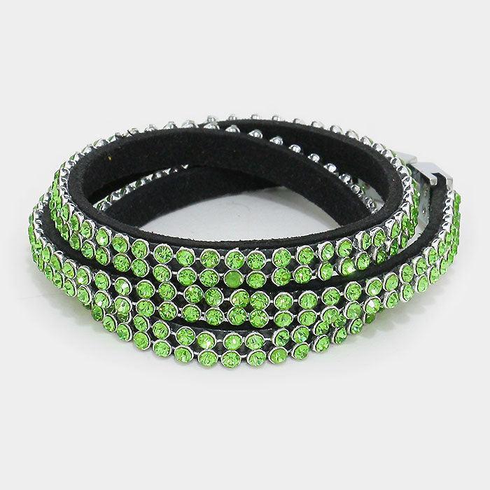 Green 2Row crystal wrap bracelet - Jewelry Store by Erik Rayo