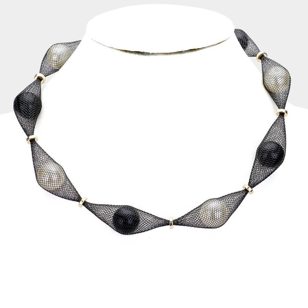 Cream Mesh Tube Pearl Bracelet / Necklace - Jewelry Store by Erik Rayo