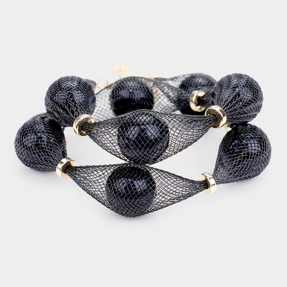 Blue Mesh Tube Pearl Bracelet / Necklace - Jewelry Store by Erik Rayo