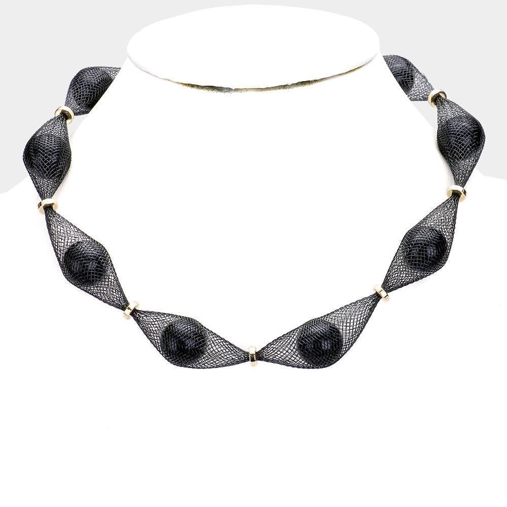 Blue Mesh Tube Pearl Bracelet / Necklace - Jewelry Store by Erik Rayo