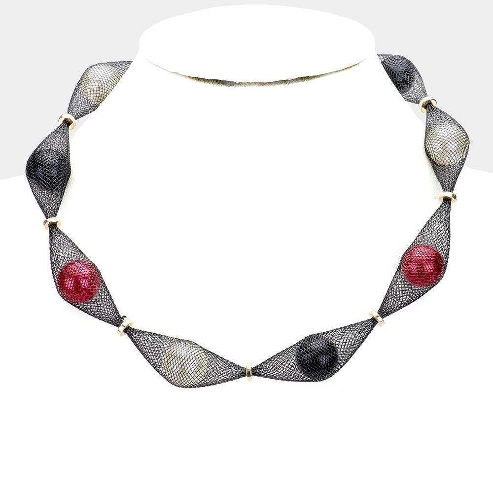 Black Mesh Tube Pearl Bracelet / Necklace - Jewelry Store by Erik Rayo