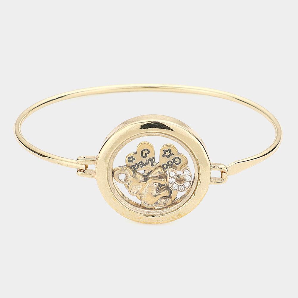 Gold Elephant Charm Bangle Bracelet