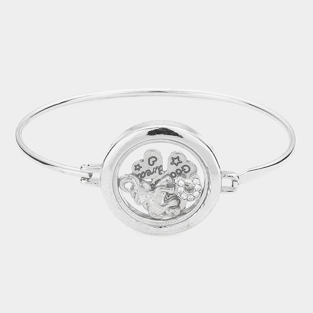 Clear Elephant Charm Bangle Bracelet