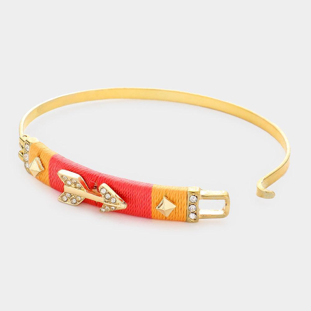 Orange Arrow Accented String Wrapped Bangle Bracelet - Jewelry Store by Erik Rayo
