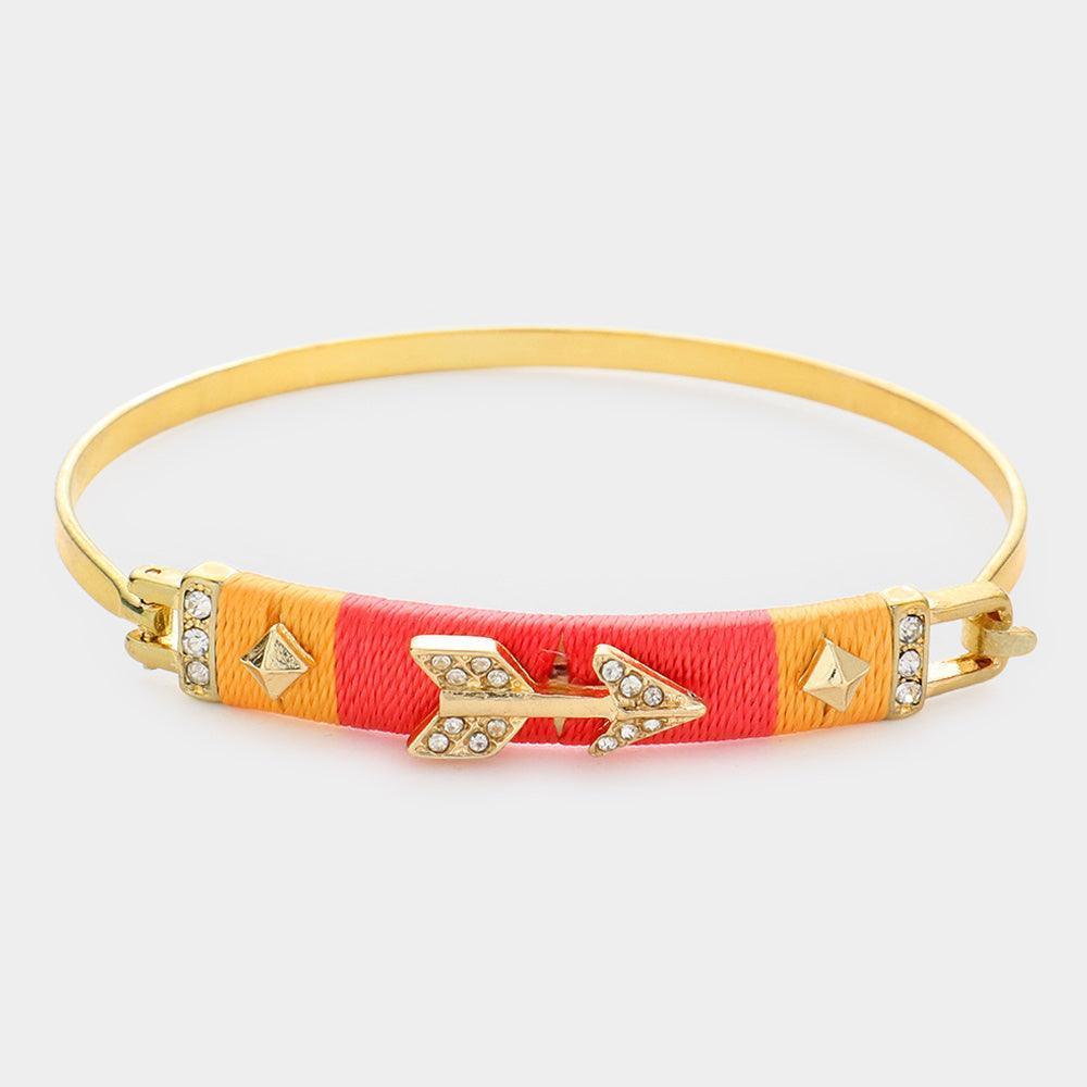 Orange Arrow Accented String Wrapped Bangle Bracelet - Jewelry Store by Erik Rayo