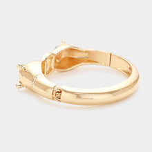 Load image into Gallery viewer, Gold Marquise Stone Pointed Animal Head Hinged Bangle Bracelet
