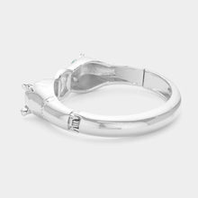 Load image into Gallery viewer, Silver Marquise Stone Pointed Animal Head Hinged Bangle Bracelet
