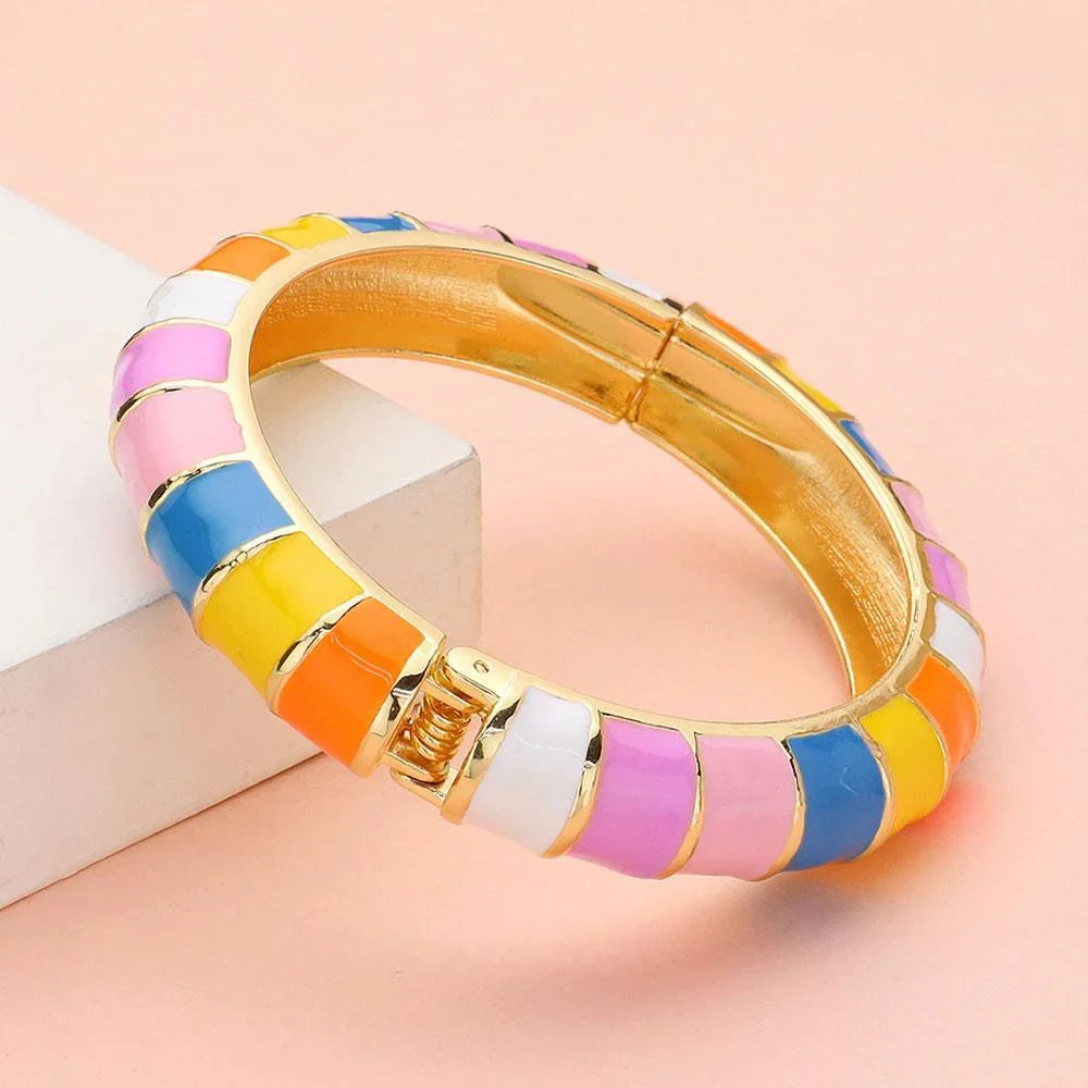 Enamel Bamboo Hinged Bangle Bracelet - Jewelry Store by Erik Rayo