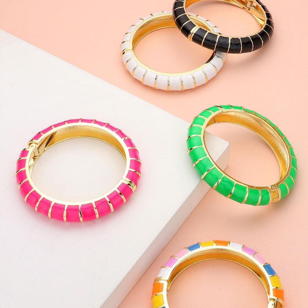 Enamel Bamboo Hinged Bangle Bracelet - Jewelry Store by Erik Rayo