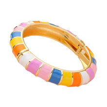 Load image into Gallery viewer, Enamel Bamboo Hinged Bangle Bracelet
